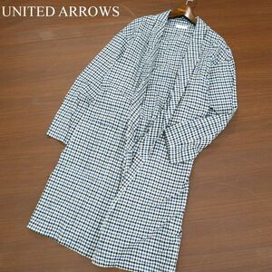 UNITED ARROWS ユナイテッドアローズ 通年 チェック★ ガウン コート 羽織り Sz.L　メンズ ネイビー　A3T00303_1#O