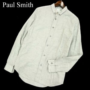 Paul Smith ポールスミス メインライン★ 通年 長袖 ボタンダウン シャツ Sz.L　メンズ グレー 日本製　A3T00487_1#C