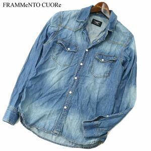 FRAMMENTO CUORE nano universe ナノユニバース 通年 USED加工★ 長袖 デニム ウエスタン シャツ Sz.S　メンズ　A3T00637_1#C