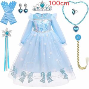 子供 用 アナと雪の女王 エルサ風 ドレス コスプレ 衣装 と手袋セット