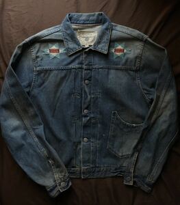 【希少】美品 RRL 1st TYPE DENIM JACKET ダブルアールエル ビーズ リミテッド 刺繍 限定 デニムジャケット ジャケット 炭鉱 L