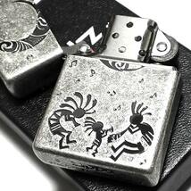 ZIPPO ココペリ 月 ジッポ ライター お守り 古美仕上げ シルバーイブシ 彫刻 ネイティブインディアン 御守り メンズ 珍しい ギフト_画像4