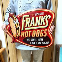 ブリキ看板 ホットドック FRANK'S HOT DOGS アンティーク かわいい 赤 アメリカン ビンテージ 壁掛け プレート 壁飾り 雑貨_画像4