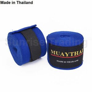 新品 Made in Thailand コットン バンテージ 5ｃｍ×4.5Ｍ ブルー 非伸縮 ムエイタイ キックボクシング MMA グローブ 格闘技