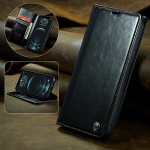 2020 model iPhone12 pro max leather case iPhone 12 Pro Max case 6.7 -inch card storage notebook type black 