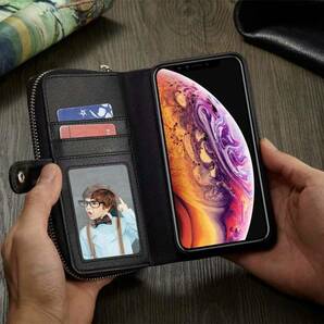iphone XR レザーケース iphone xr 編み込みケース お財布付き 取り外す可能 手帳型 カード収納の画像5