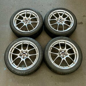 補修前提　タイヤ付き社外ホイール4本セット　BBS RF507　シルバー　17×7J　+48　100　5穴　215/45R17　2022年製　5ミリ