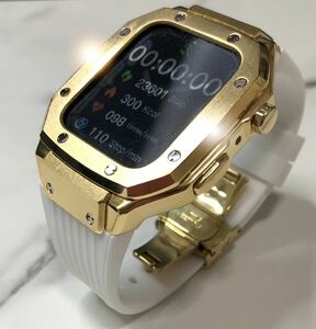  металлик gh* Apple часы частота резиновая лента Apple Watch кейс покрытие 44mm 45mm