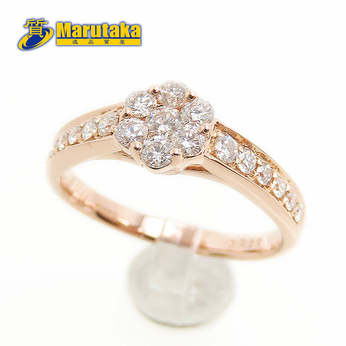 agete アガット K18PG ティアドロップ ダイヤ 0.8ct リング 11号
