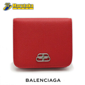 送料無料 バレンシアガ BALENCIAGA BB ロゴ コインケース付き 2つ折り 財布 601474 0OTXN レザー 赤 レッド×シルバー 逸品質屋 丸高