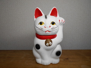  old maneki-neko savings box ceramics ornament .. cat ceramics made Vintage Showa Retro 