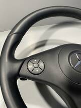 【11581】2010 ベンツ CLS350 AMG W219 後期 純正 ウッド/本革 ステアリング エアバック カバー Mercedez-BENZ Wood Steering Airbag_画像2