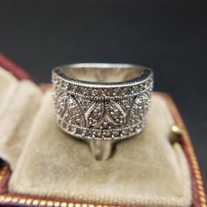 ESPO Cubic Zirconia cluster plant 925 silver Vintage ring ring silver engraving Vintage accessory 
