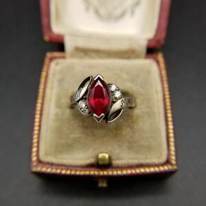 BAL BPS red Cubic Zirconia 925 silver Vintage ring silver engraving Vintage accessory ma-kyuiz type X1