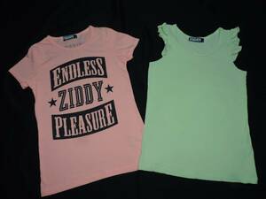 ♪ZIDDYのフリル付きノースリとロゴ英文字プリント半袖Tシャツ☆２点セット☆１５０センチ☆ジディー☆