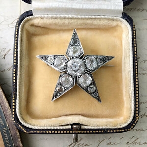  silver made paste glass. Star brooch * and downward for searching antique Vintage necklace pendant silver France 