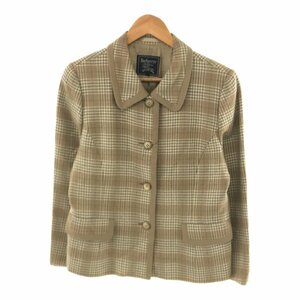 BURBERRY バーバリー 【lay0726R】 ウールチェックジャケット 襟 総柄 グレー 水色 アウター トップス レディース コットン 13 CH