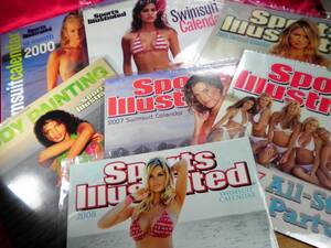 7 pcs. set [Sports Illustrated] swimsuit SEXY calendar *2000-2008/BODY PAINTING/All-Star Beach Party