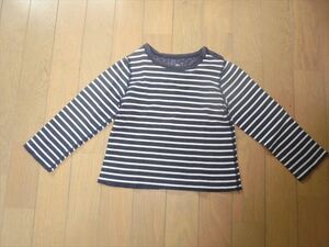 プチバトー★色落ち紺白ボーダー長袖Ｔシャツ★2歳86