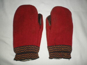 *30s Vintage mitten glove wool × leather gloves 