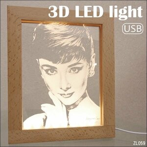 3Dアートランプ [オードリー・ヘップバーン] LED テーブル スタンドライト USB給電 12302 立体的照明/22