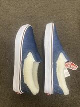 管10007 新品　24cm VANS SLIP ON BLUE DENIM ヴァンズ バンズ ランチ スリッポン ボア デニム ブルー デニム スニーカー　シューズ　靴_画像6