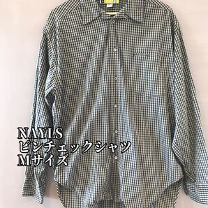 NAYLS ピンチェック タータンチェック 開襟シャツ 青×緑×黄 Mサイズ