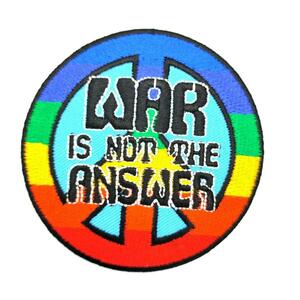 アイロンワッペン PEACE ピース マーク 平和 WAR IS NOT THE ANSWER デザイン
