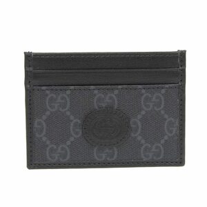 グッチ GUCCI インターロッキングG カードケース GGスプリーム PVC/レザー ブラック 673002 中古 新入荷 GU0464