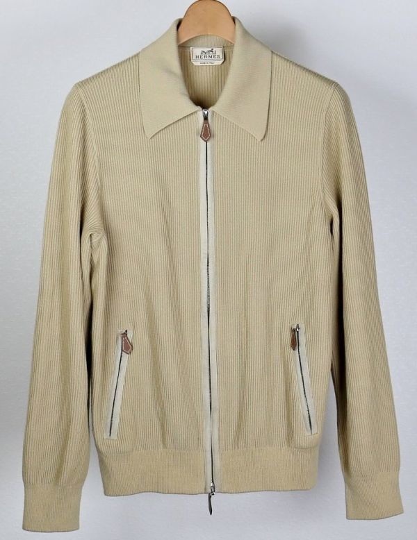最高級】HERMES エルメス ジップアップニット ブルゾン ヤク50% 茶 eva