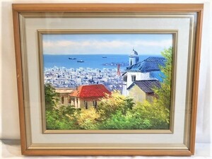 114[TS] ■小林幸三■ 「神戸風景」 F6 油彩画 油絵 額装