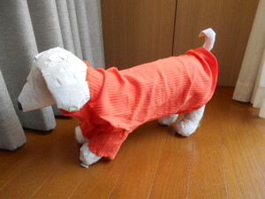 小型犬★鮮やかオレンジ　のびのびドッグウエア　ハイネックTシャツ　XL