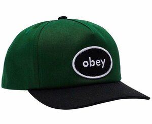 Obey Lessons 5 Panel Snapback Hat Cap Green Multi キャップ