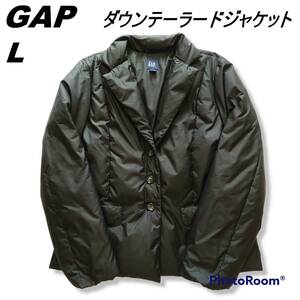 秋冬　ダウンテーラードジャケット　黒　レディース　ゆったりめ　L　GAP　ギャップ　ダウン75　221220-02