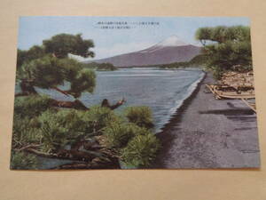 戦前絵葉書　象徴の富士　波の響きも懐かしいー風光絶佳の静浦の美観