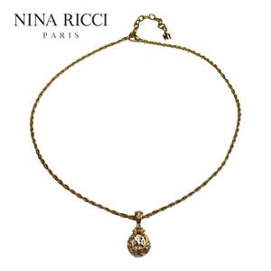 Nina Ricci ニナリッチ ビジュー付き NRロゴ しずく ペンダント ネックレス レディース