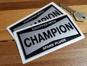 海外　CHAMPION Spark Plugs Sticker Decal チャンピオン ステッカー デカール 100mm x 52mm 2枚セット