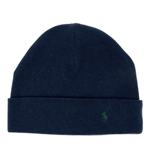 新品タグ付き 紺/緑 ポロ ラルフローレン ニットキャップ ワッフル地 POLO RALPH LAUREN thermal cuff hat ポニー刺繍 オールシーズン