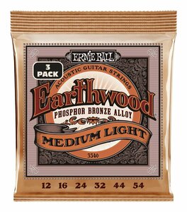 即決◆新品◆送料無料ERNIE BALL 3546 ×1 [12-54] Earthwood Medium Light Phosphor Bronze 3セットパック アコースティックギター弦