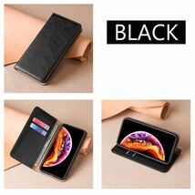iPhone 14pro 用 スマホケース 新品 ブラック 手帳型 レザー 耐衝撃 アイフォン カード収納 携帯ケース_画像7