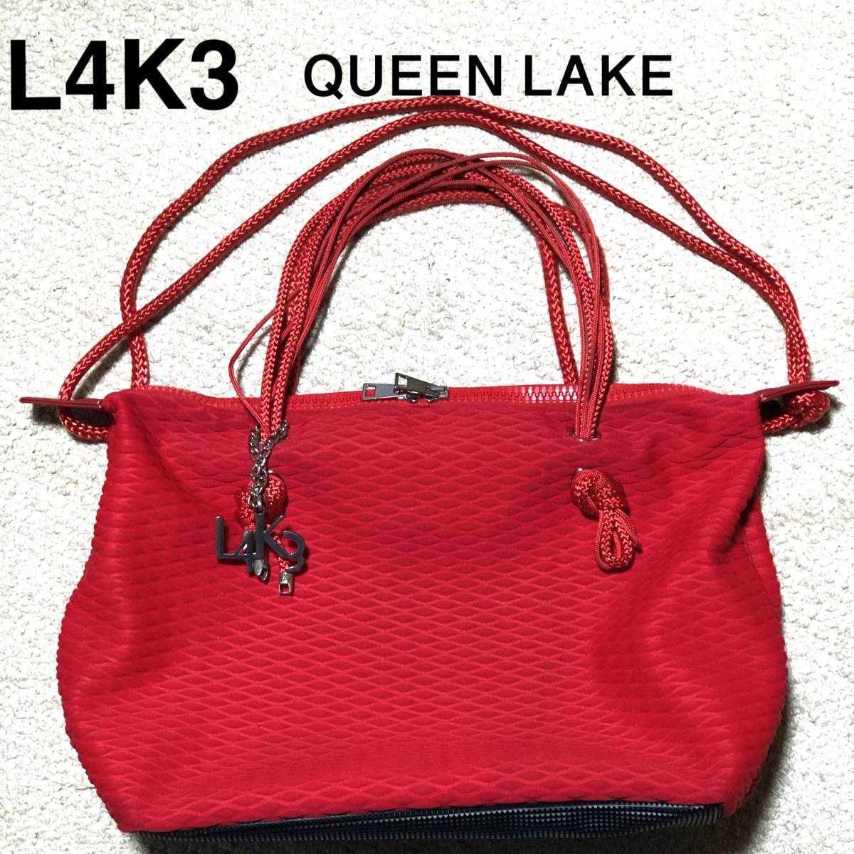 美品レイク L4K3 QUEEN LAKE ネオプレン生地 ボストンバッググレー