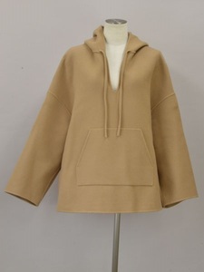 eb-ruebure wool hood Parker tops / outer / coat 38 size Camel lady's j_p F-L7416