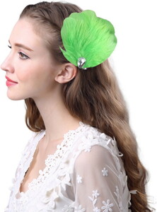 [Почтовая служба] Доступ к волосам с перьев [зеленый Yahoo Auction] Большой Corsage Head Adress Hair Ornament Dance Balleerina Cy7-