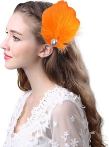 [ mail service ] feather feather hair accessory [ orange - Yahoo auc ] Bick corsage head dress hair ornament Dance ballet ba Rely nacy7-
