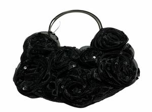 [ unused ] party bag black flower motif handbag 