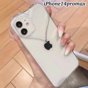 iPhone14promaxケース　ゆるかわハートケース　クリア　透明