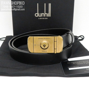  Dunhill dunhillte.- clock pin buckle belt DU18F4P09 25mm 85cm leather men's small width superior article [ quality iko-]