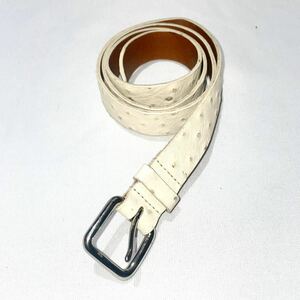 England製 Regent belt company アイボリー レザーベルト オーストリッチ 調 solid brass