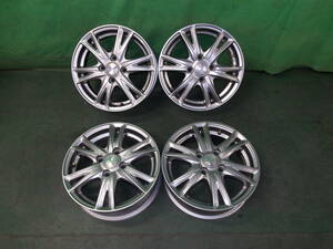 ☆　ホイール　4本　Exceeder　エクシーダー　社外　14インチ　14×4.5J　+43　PCD100　4H　シルバー　☆