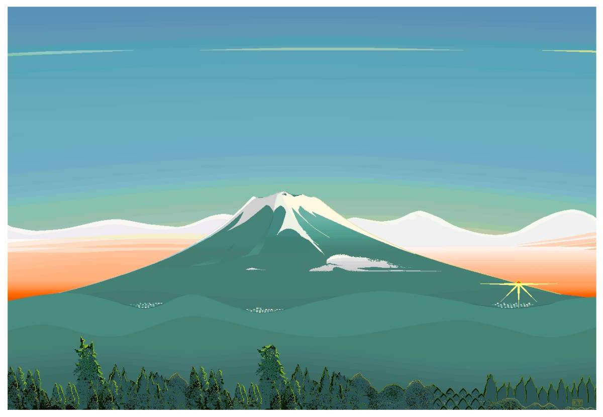 ~Monte Fuji con la ciudad en su base~, Cuadro, Pintura al óleo, Naturaleza, Pintura de paisaje